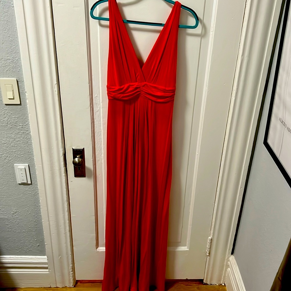 Tart v-neck (and v-back) maxi sundress in coral, long